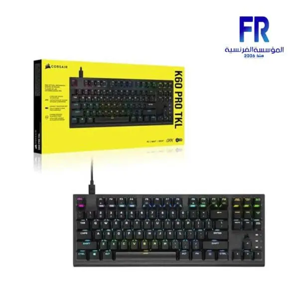 Corsair K60 Pro Tkl RGB Tenkeyless Optical Opx Switch Arabic Mechanical Gaming Keyboard - Image 4