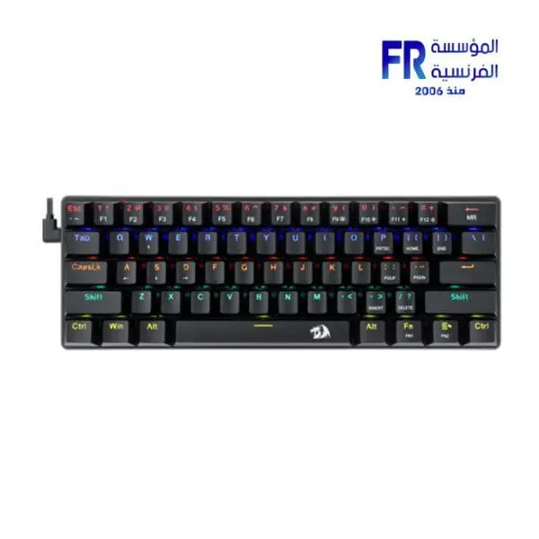 Redragon Jax K613 Rainbow Blue Switch Arabic Wired Mechanical Gaming Keyboard