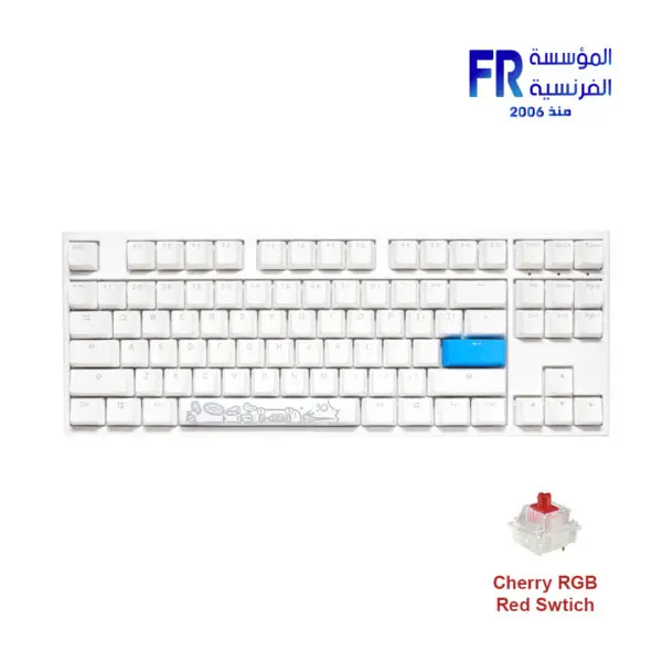 Ducky One 2 TKL White Red switch Arabic Wired Mechanical Gaming Keyboard