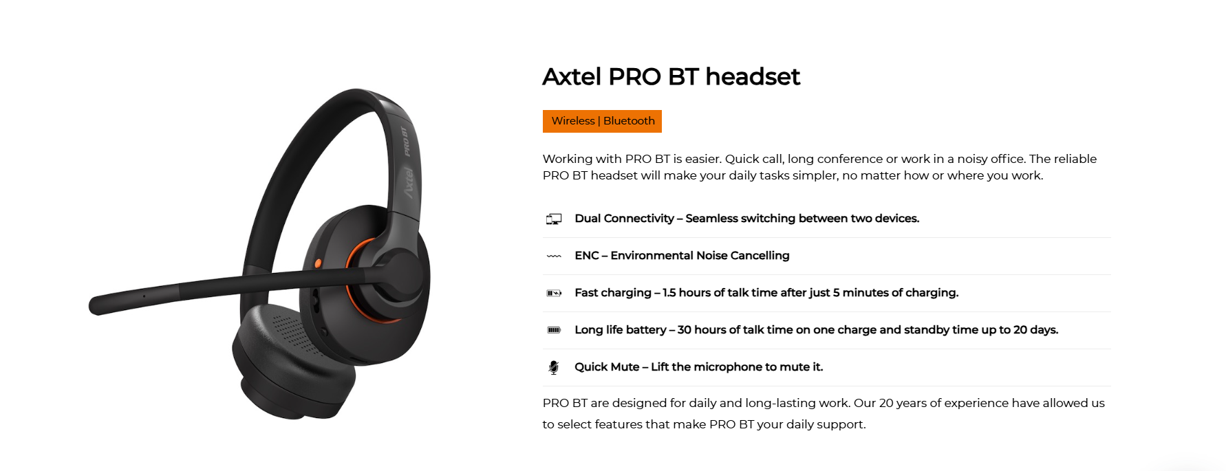 Axtel Pro BT Duo Incl Dongle Professional Headset