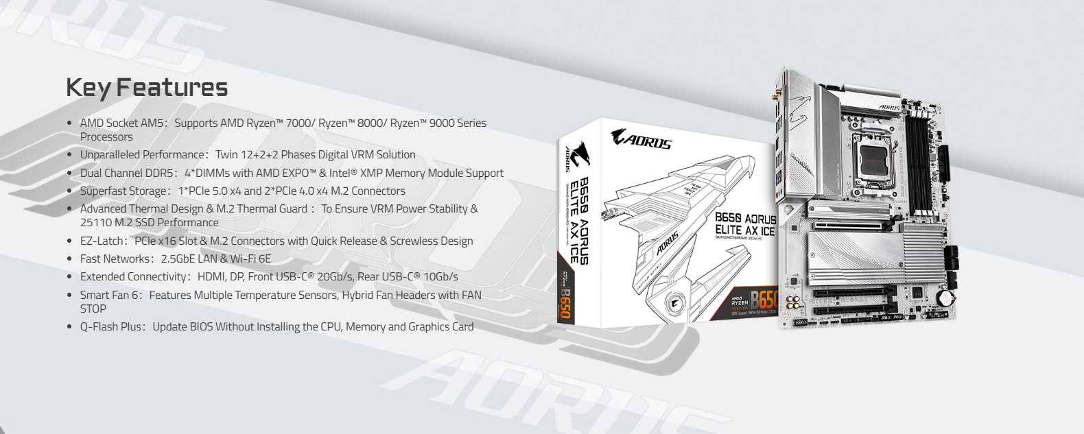 Gigabyte B650 Aorus Elite AX ICE Motherboard