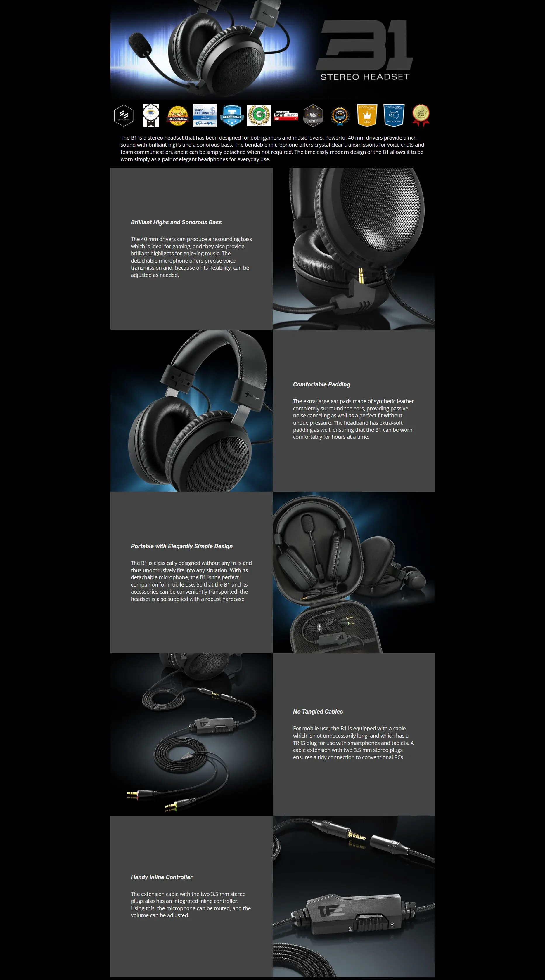 Sharkoon B1 Stereo Wired Gaming Headset