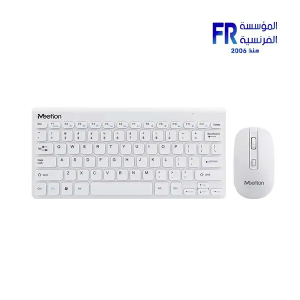 Meetion Mini 4000 Wireless Arabic White Keyboard And Mouse Combo