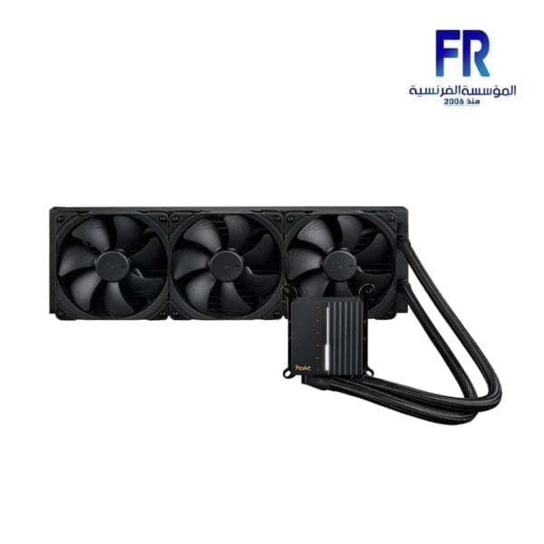 Asus ProArt LC 420 with illuminated system status meter and three Noctua NF-A14 industrialPPC-2000 PWM 140mm radiator fans Aio Liquid Cpu Cooler