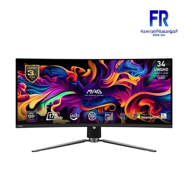 MSI MAG 341CQP 34 Inch 175Hz 0.03Ms UWQHD(3440x1440) QD-OLED Curved Gaming Monitor