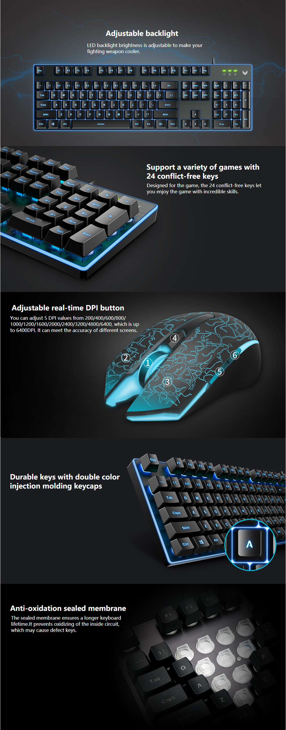 Rapoo V100S wired Keyboard And Mouse Combo