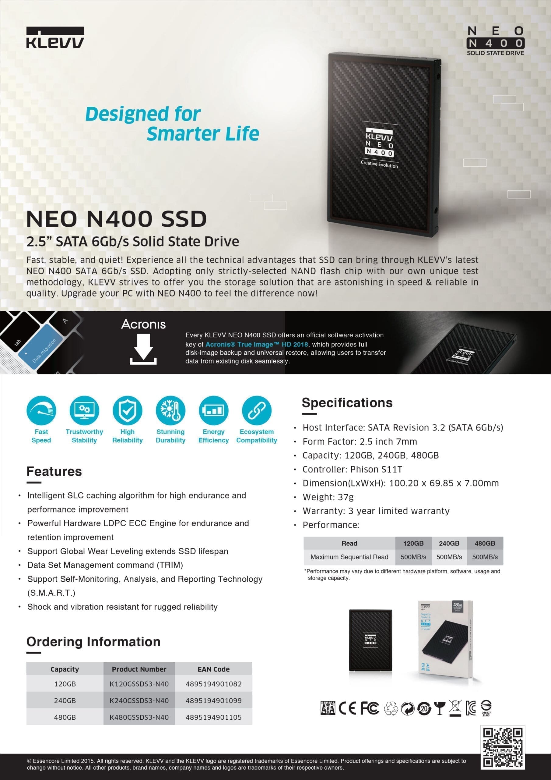 Klevv N400 120Gb Internal Solid State Drive SSD