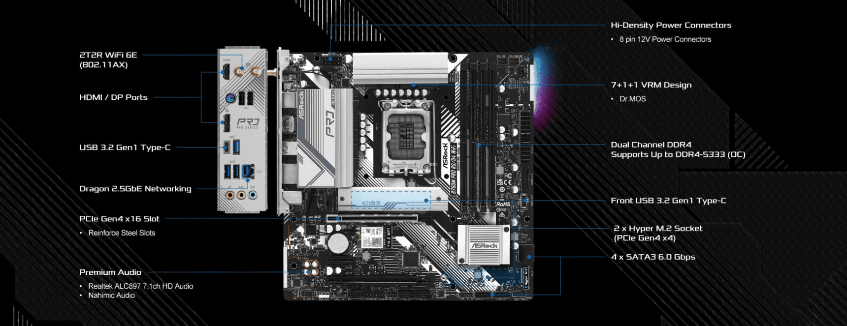 Asrock B760M PRO RS/D4 DDR4 WIFI Motherboard