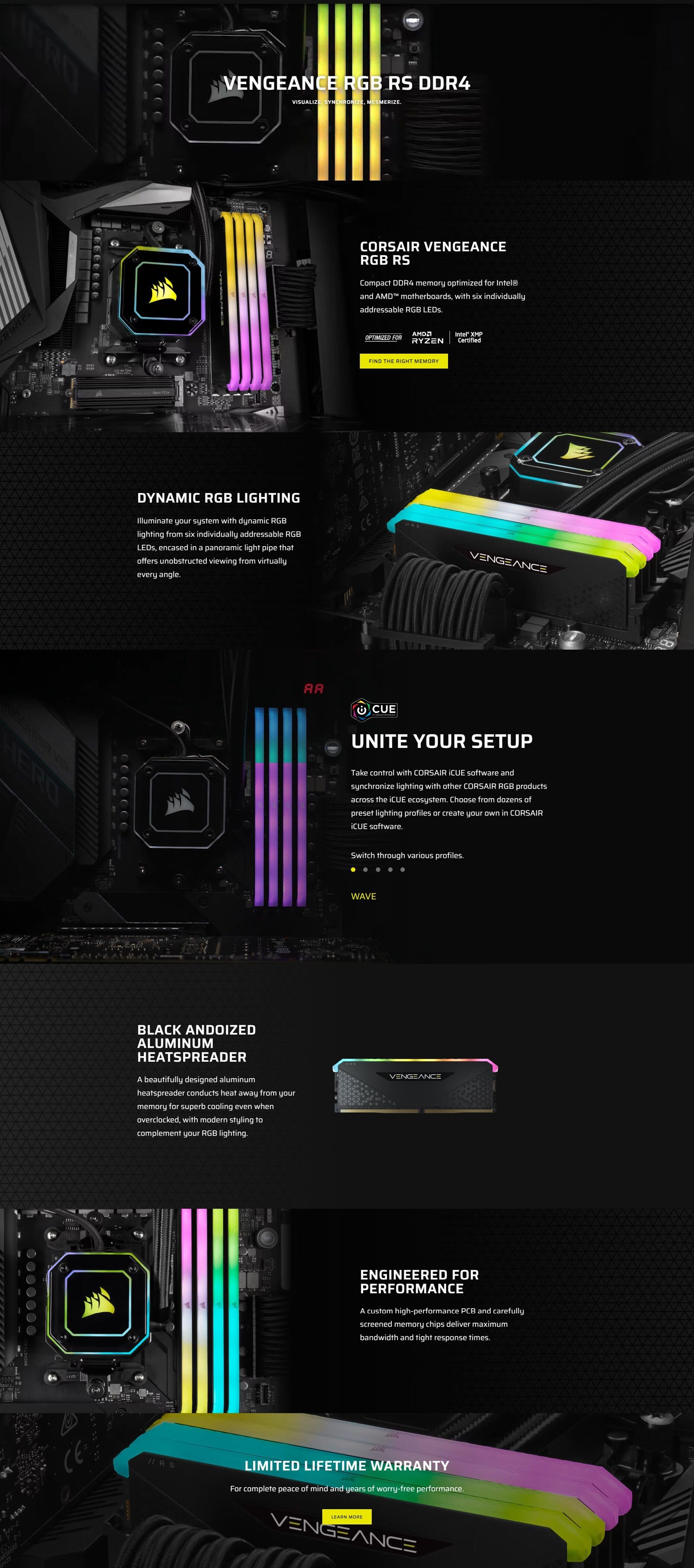 Corsair Vengeance RGB Rs 32Gb (2X16Gb) DDR4 3200Mhz Cl16 Desktop Memory