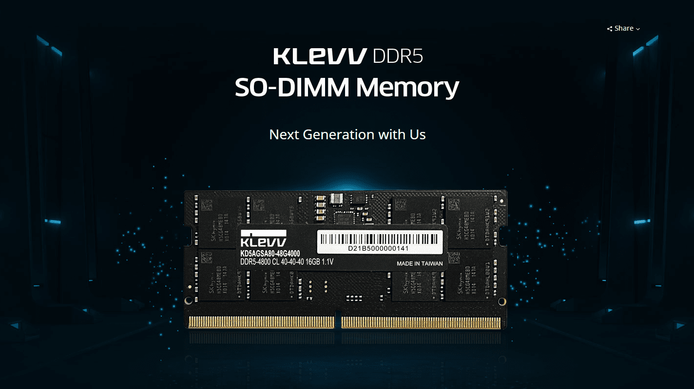 Klevv 32Gb 5600Mhz DDR5 CL 46 Sodimm Laptop Memory