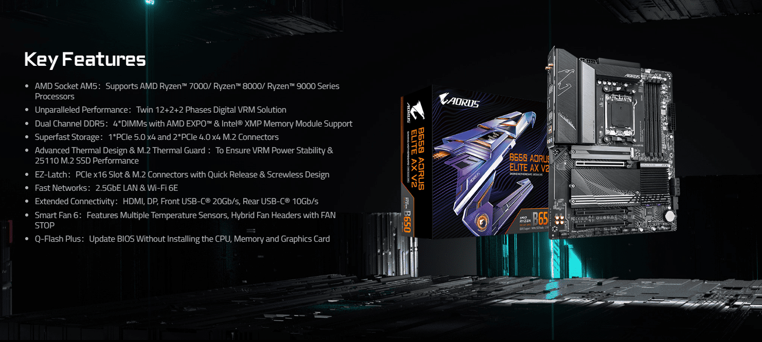 Gigabyte B650 Aorus Elite AX V2 Motherboard Gigabyte B650 Aorus Elite AX V2 Motherboard
