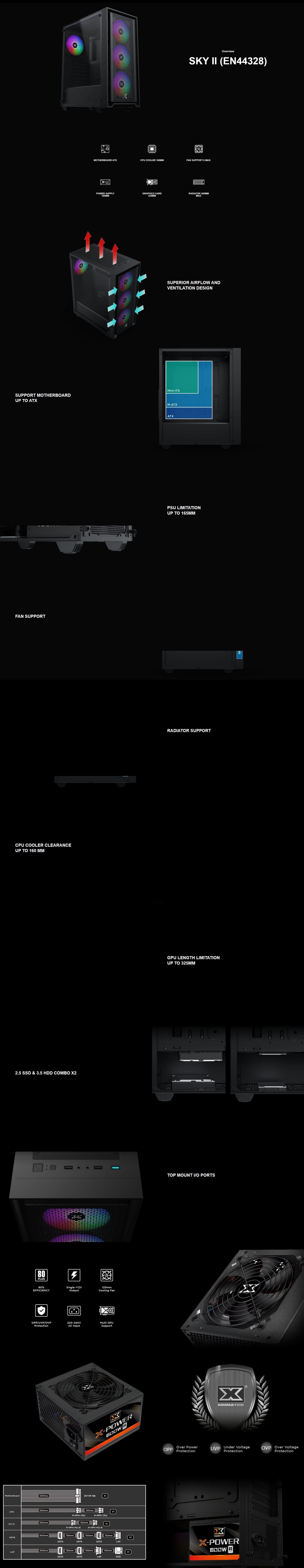 Xigmatek Sky II FRGB + X-Power 600W 80+ White Mid Tower Case