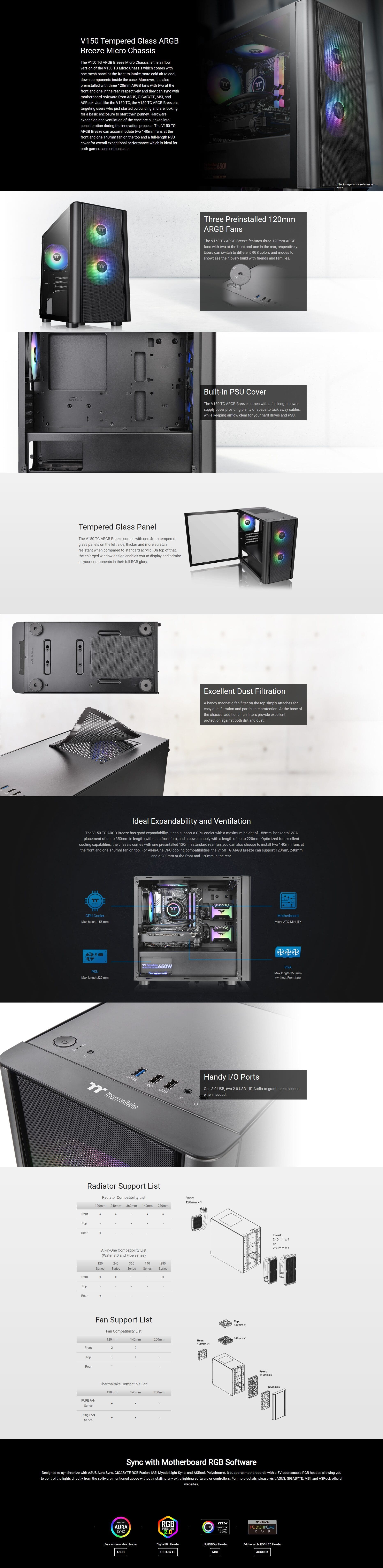 Thermaltake V150 Tempered Glass Breeze Micro Tower Case