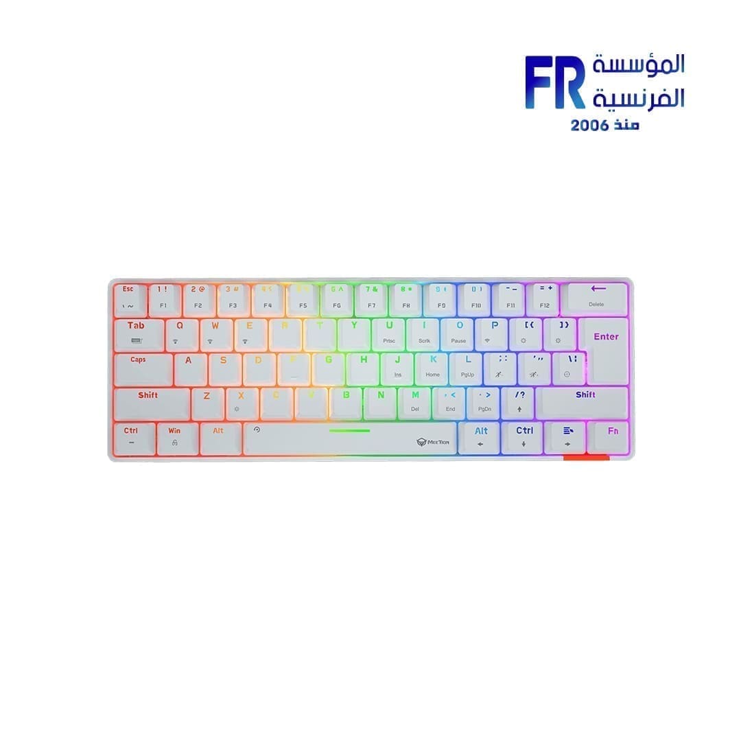 Meetion MK005BT 60% Blue switch Arabic Dual Mode Bluetooth White Mechanical Keyboard