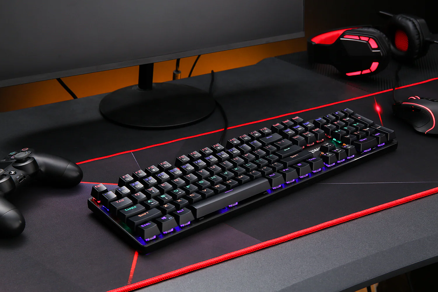 Redragon Valheim Rainbow Elite K608 Red Switch Arabic Wired Mechanical Gaming Keyboard