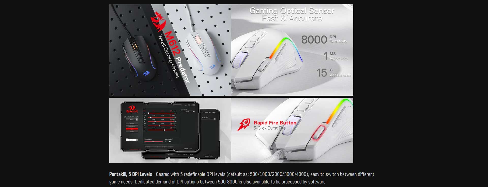 Redragon M612 RGB Wired Gaming Mouse