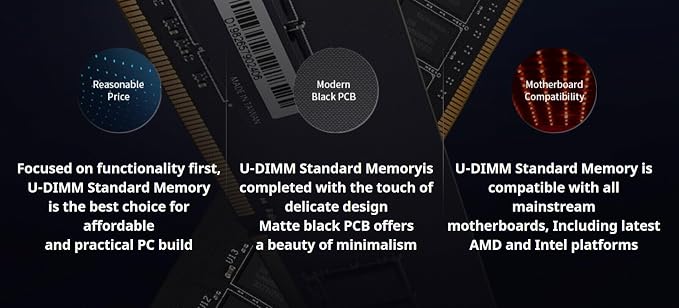 Klevv 8GB DDR4 3200MHz UDIMM desktop memory module front view with matte black PCB