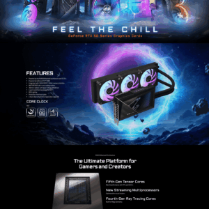 GIGABYTE AORUS GeForce RTX 5080 XTREME WATERFORCE 16GB GDDR7 graphics card, Black variant, view 1, model GV-N5080AORUSX W-16GD