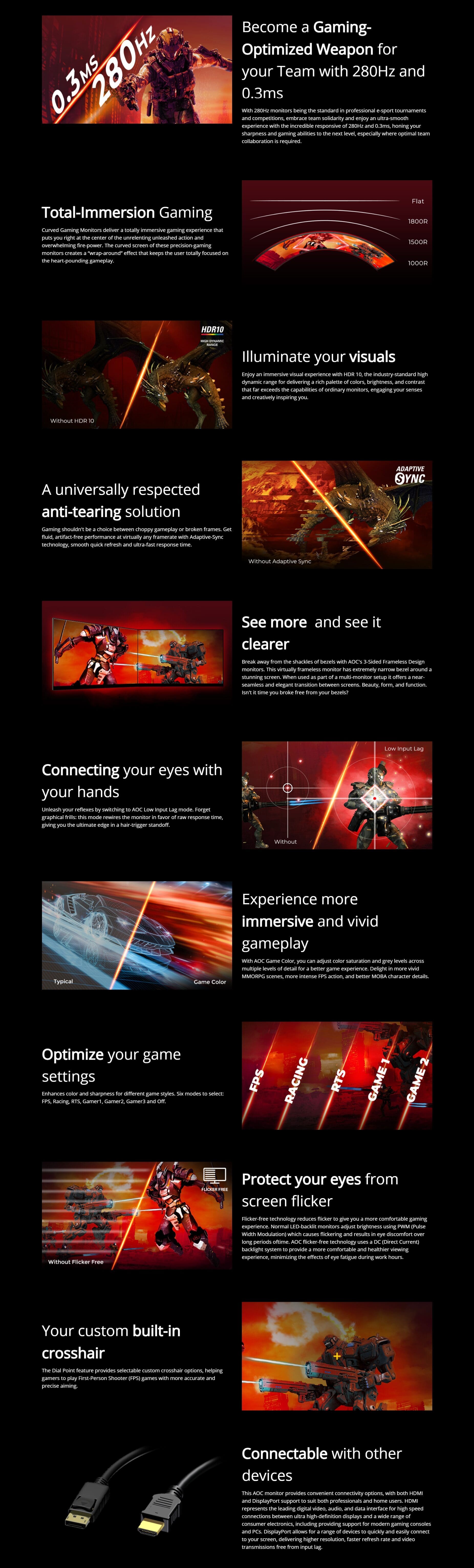 Aoc C27G4ZE 27 Inch 280Hz 0.3Ms VA FHD Curved Gaming Monitor