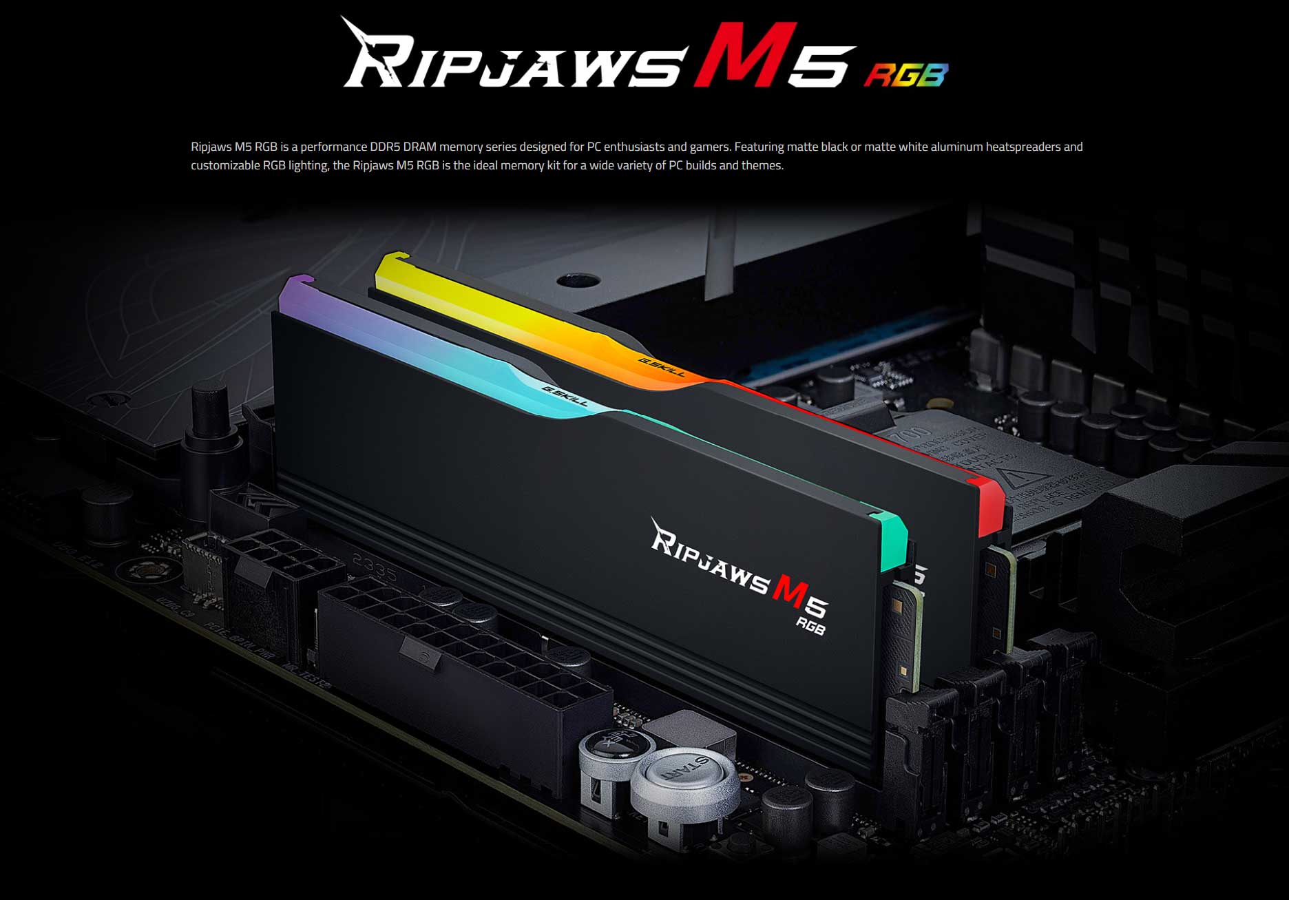 G Skill Ripjaws M5 RGB 64Gb ( 2X32Gb ) DDR5 6000Mhz CL32 White Desktop Memory