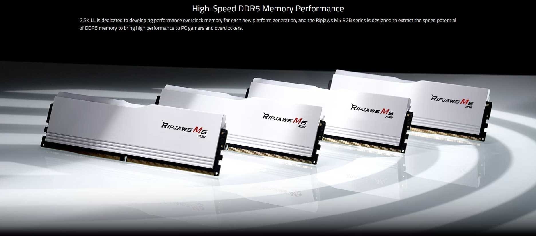 G Skill Ripjaws M5 RGB 64Gb ( 2X32Gb ) DDR5 6000Mhz CL32 White Desktop Memory