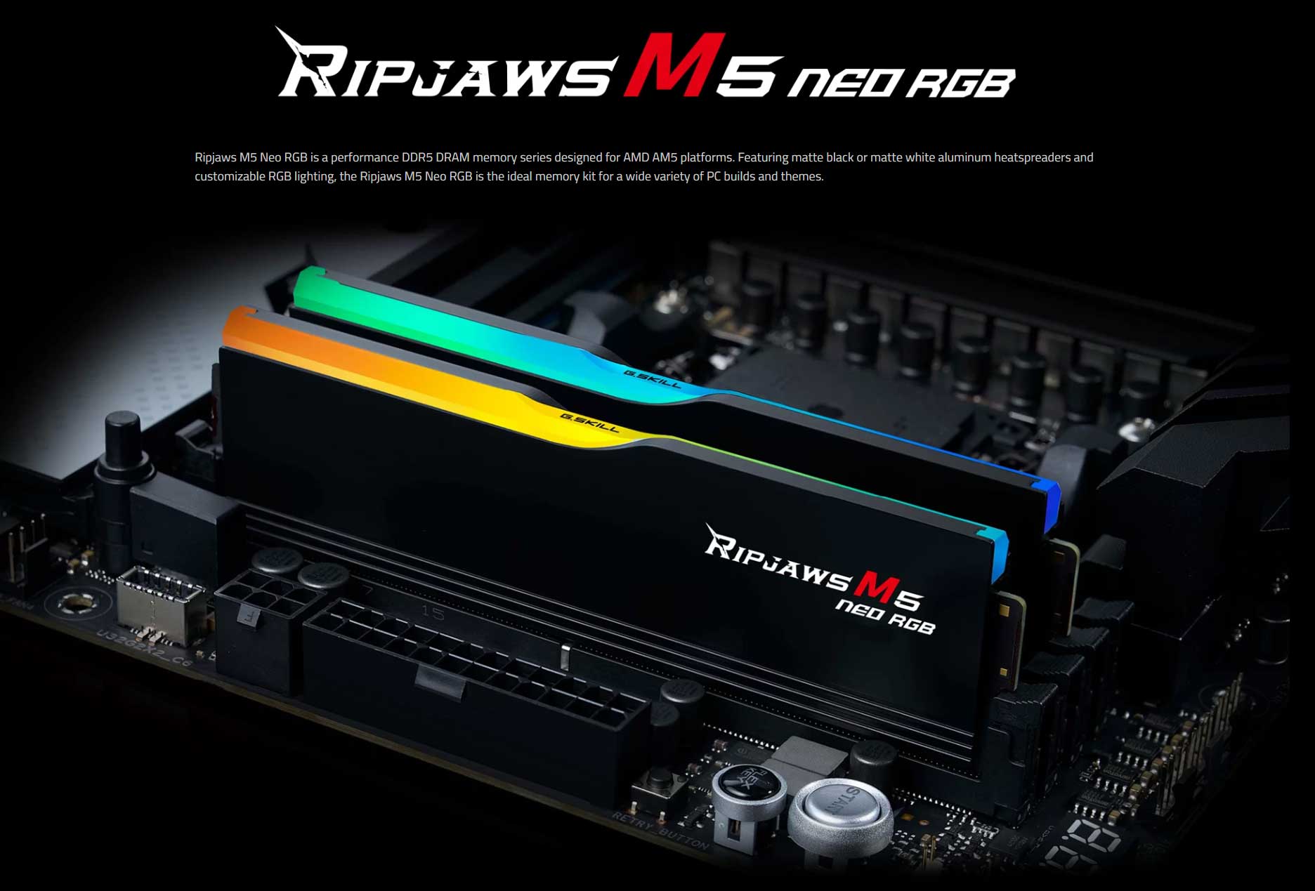 G Skill Ripjaws M5 Neo RGB 64Gb ( 2X32Gb ) DDR5 6000Mhz CL32 White Desktop Memory