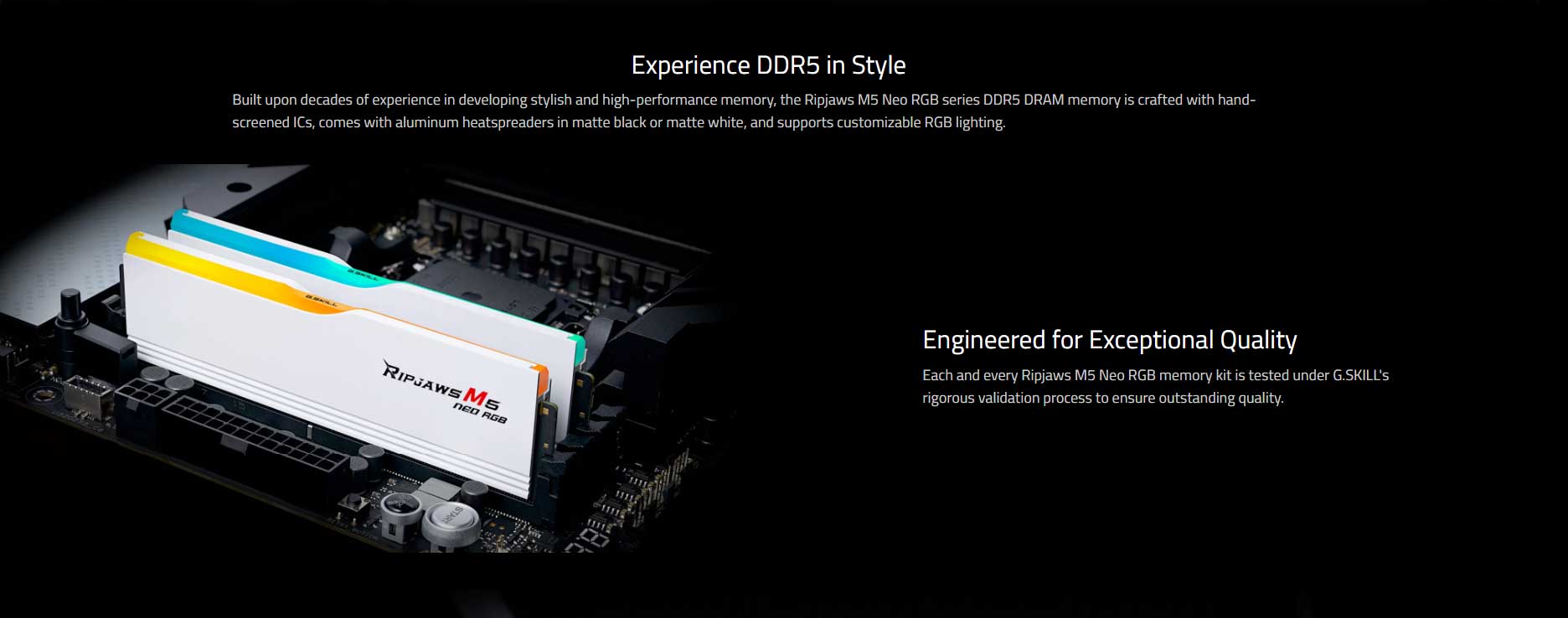 G Skill Ripjaws M5 Neo RGB 64Gb ( 2X32Gb ) DDR5 6000Mhz CL32 White Desktop Memory