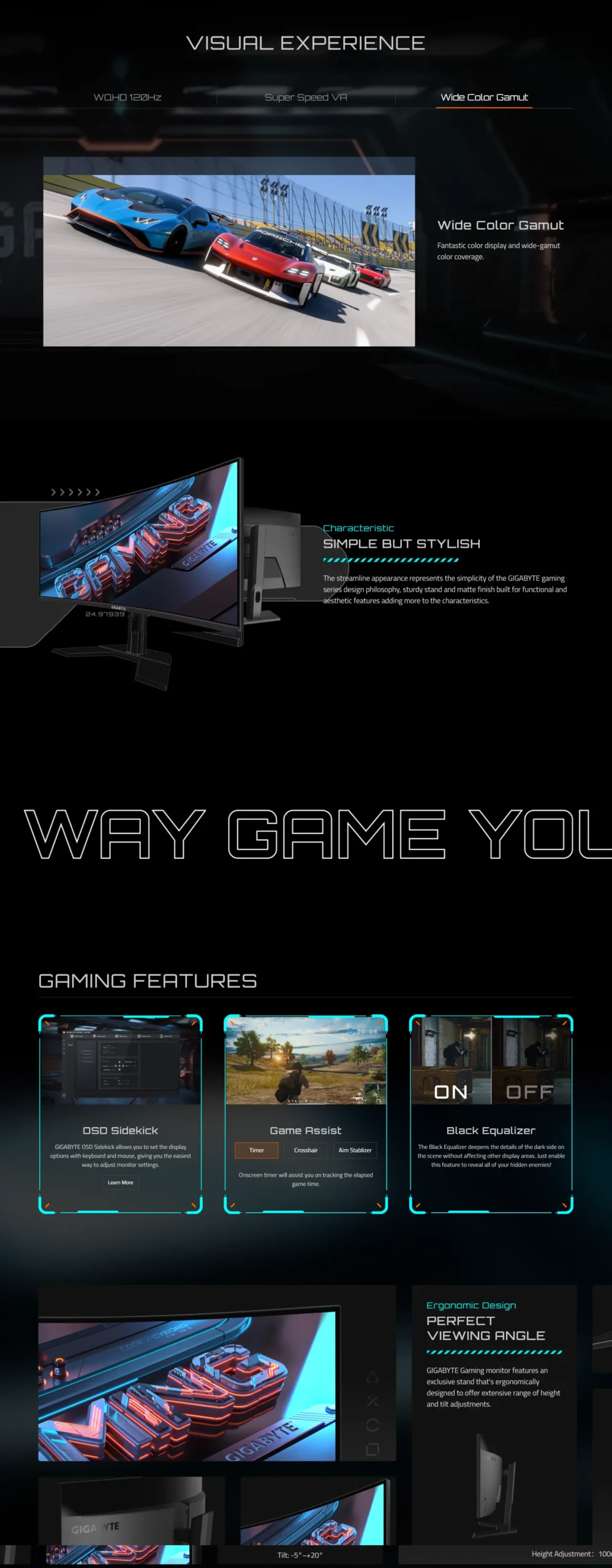 Gigabyte GS34WQC 34 Inch 120Hz OC 135Hz 1Ms WQHD VA Curved Gaming Monitor 