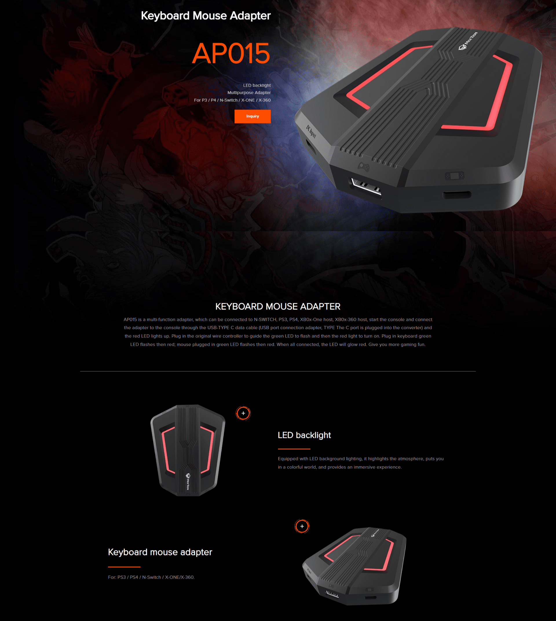 Meetion AP015 keyboard+mouse Console multi function adapter