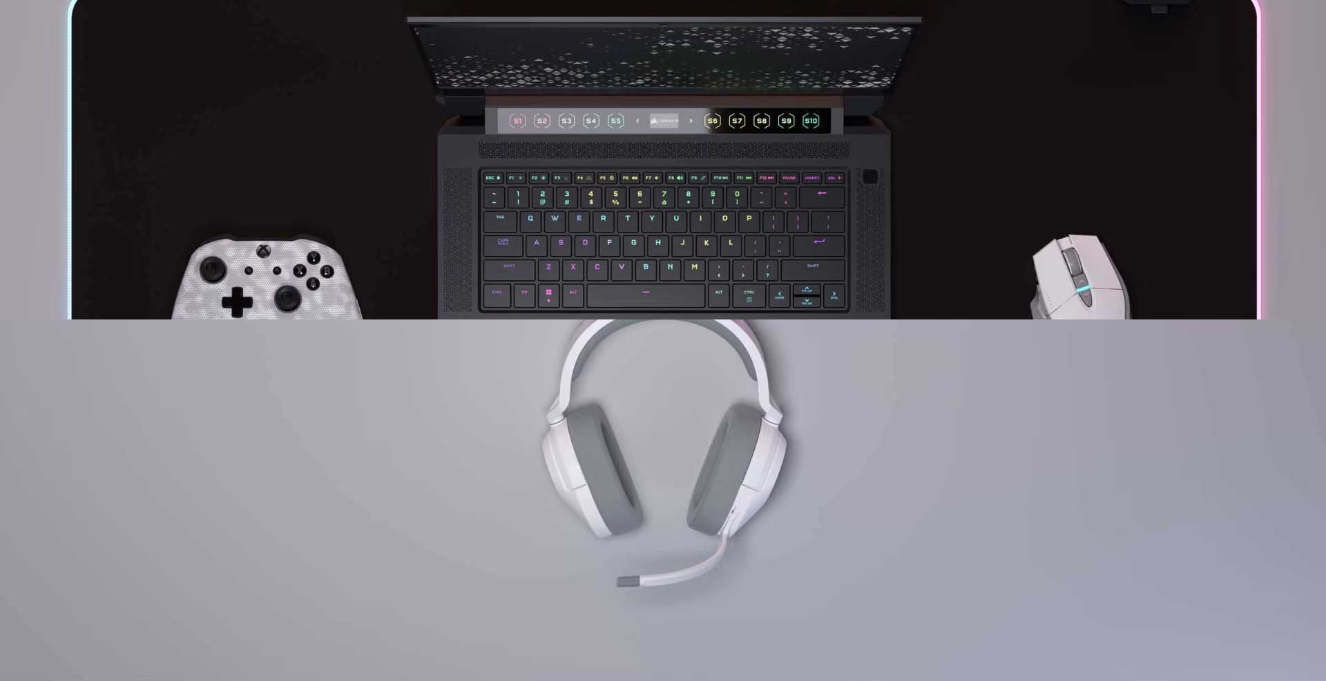 Corsair Hs55 Carbon 7.1 Surround Sound White Bluetooth Wireless Gaming Headset