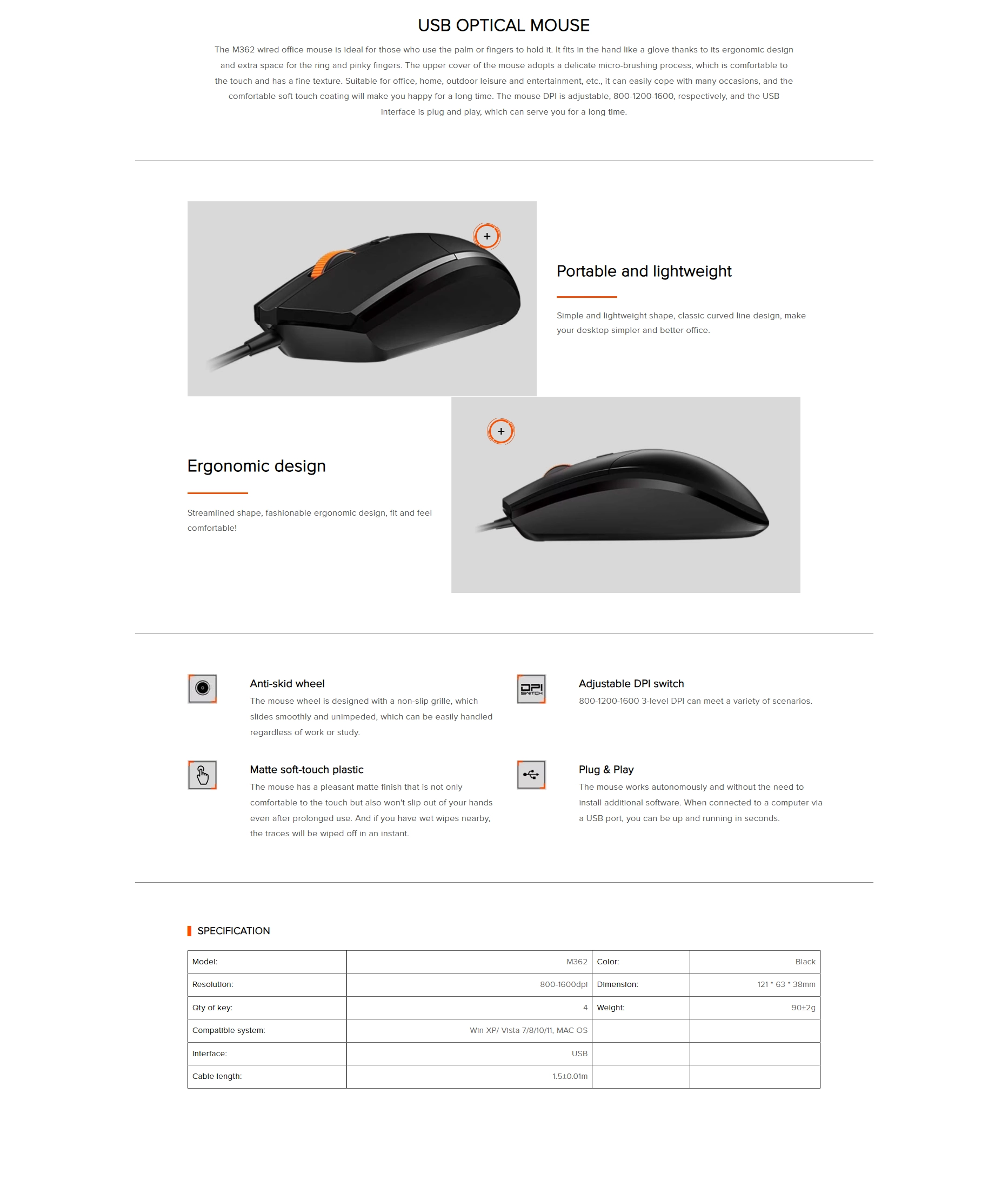 Meetion M362 Wired Mouse