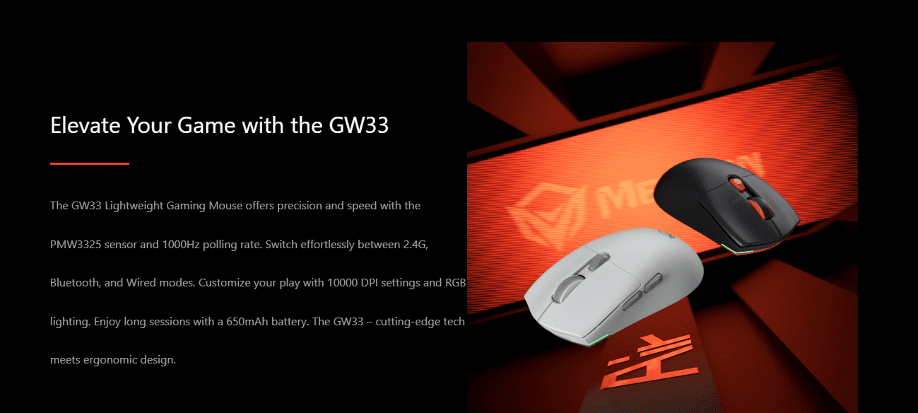 Meetion Air GW33 PMW3325 Triple Mode Wireless And Bluetooth Gaming Mouse Meetion Air GW33 PMW3325 Triple Mode Wireless And Bluetooth Gaming Mouse