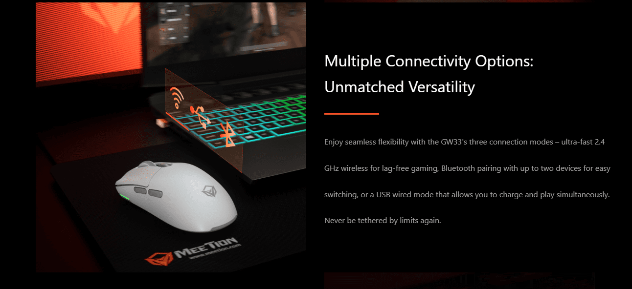 Meetion Air GW33 PMW3325 Triple Mode Wireless And Bluetooth Gaming Mouse Meetion Air GW33 PMW3325 Triple Mode Wireless And Bluetooth Gaming Mouse