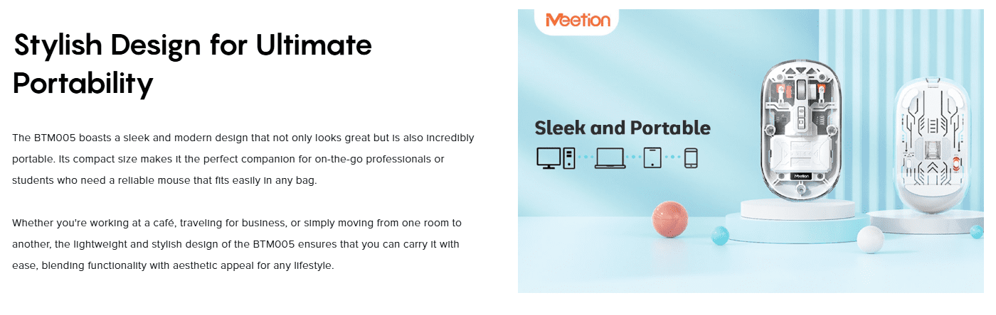 Meetion BTM005 Rechargeable Wireless And Bluetooth Dual Mode Silver Mouse