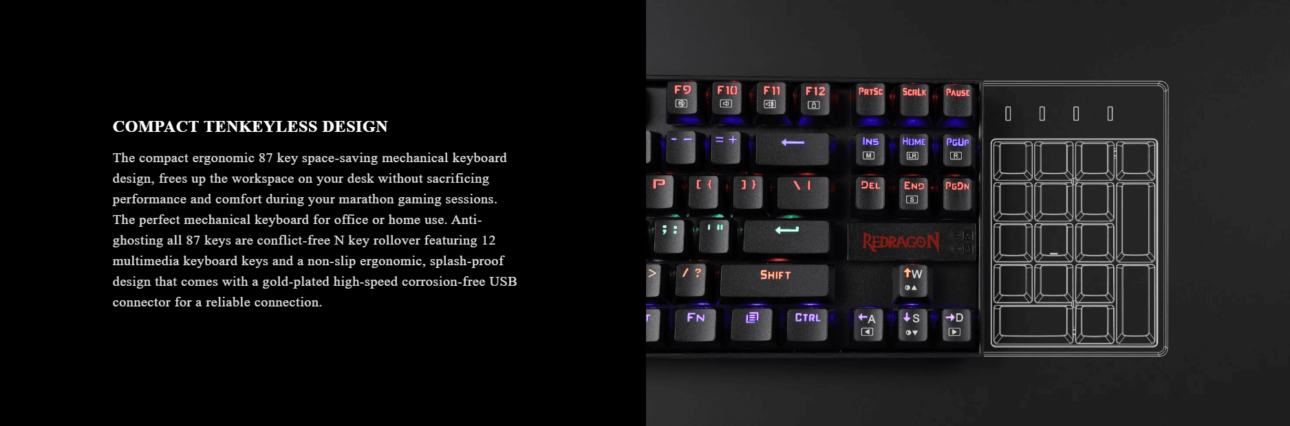 Redragon Kumara K552 Single Light Blue Switch Wired Mechanical Gaming Keyboard