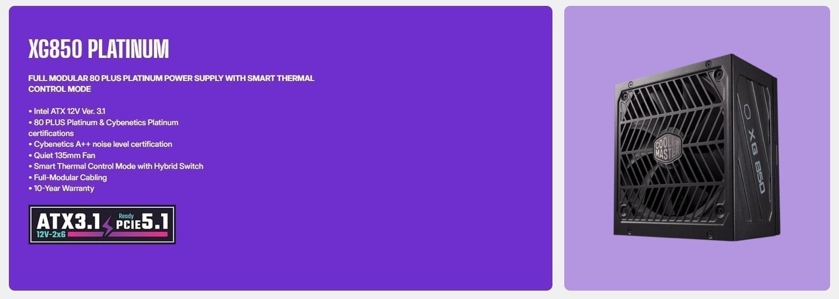 Cooler Master XG 850W 80 Plus Platinum Fully Modular Power Supply