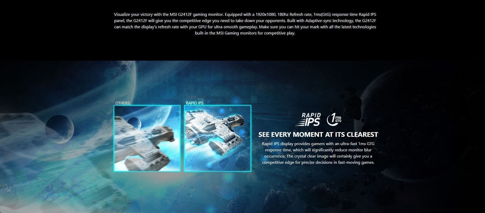 MSI G2412F 24 Inch 180Hz 1Ms FHD IPS Gaming Monitor