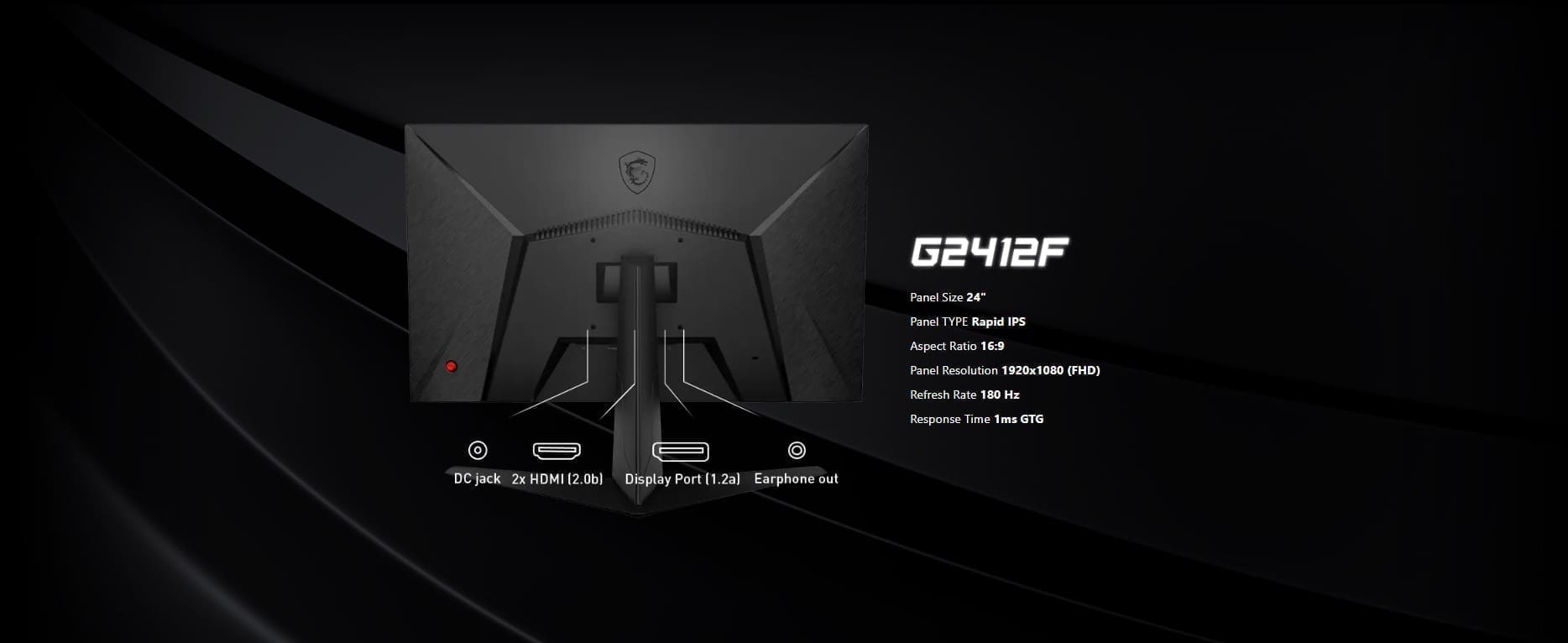 MSI G2412F 24 Inch 180Hz 1Ms FHD IPS Gaming Monitor