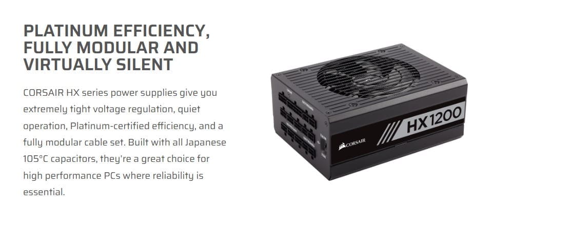 Corsair Hx1200 1200W 80 Plus Platinum Fully Modular Power Supply Corsair Hx1200 1200W 80 Plus Platinum Fully Modular Power Supply