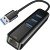 Reference image of a USB 3.0 hub adapter with RJ45 Ethernet; exact Alfrensia product model and port layout not confirmed