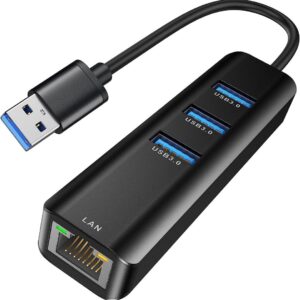Reference image of a USB 3.0 hub adapter with RJ45 Ethernet; exact Alfrensia product model and port layout not confirmed