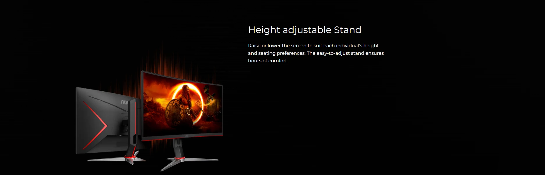 AOC C27G2 height-adjustable stand for ergonomic comfort