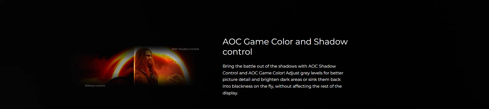 AOC Game Color and Shadow Control feature for brightening dark areas