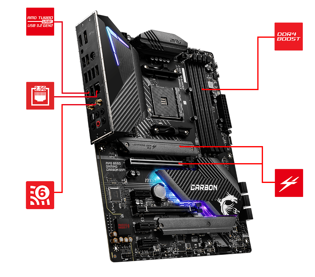 msi mpg b550 gaming carbon wifi motherboard