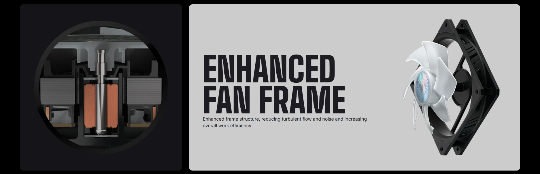 Cooler Master SickleFlow 120 enhanced fan frame structure for noise reduction and efficiency