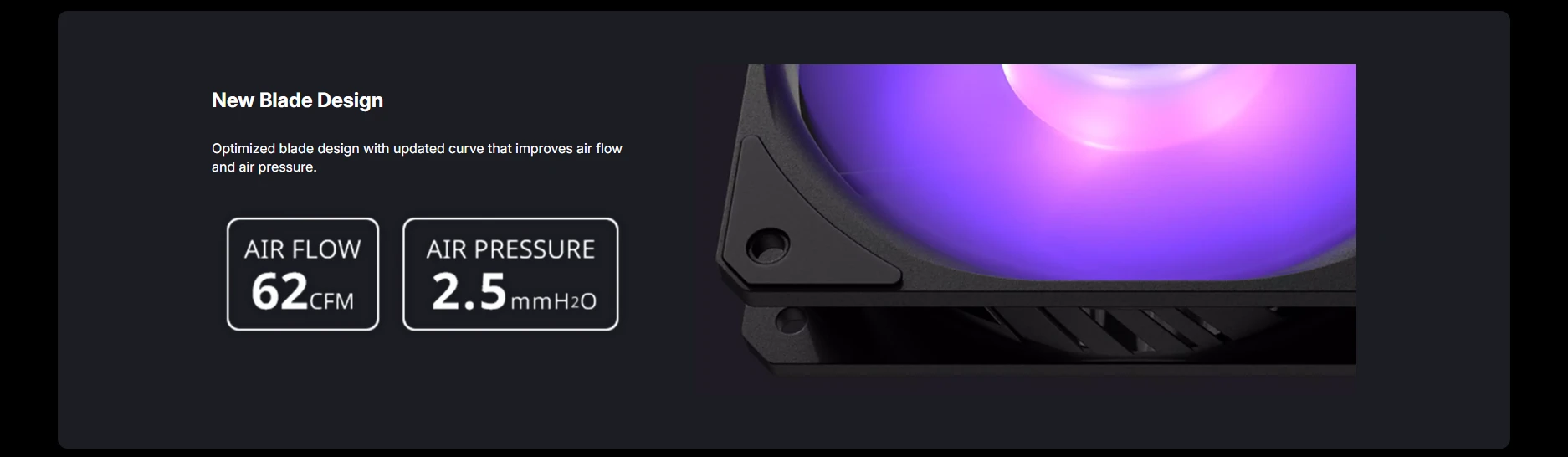 Cooler Master SickleFlow 120 new blade design delivering 62 CFM and 2.5 mmH₂O