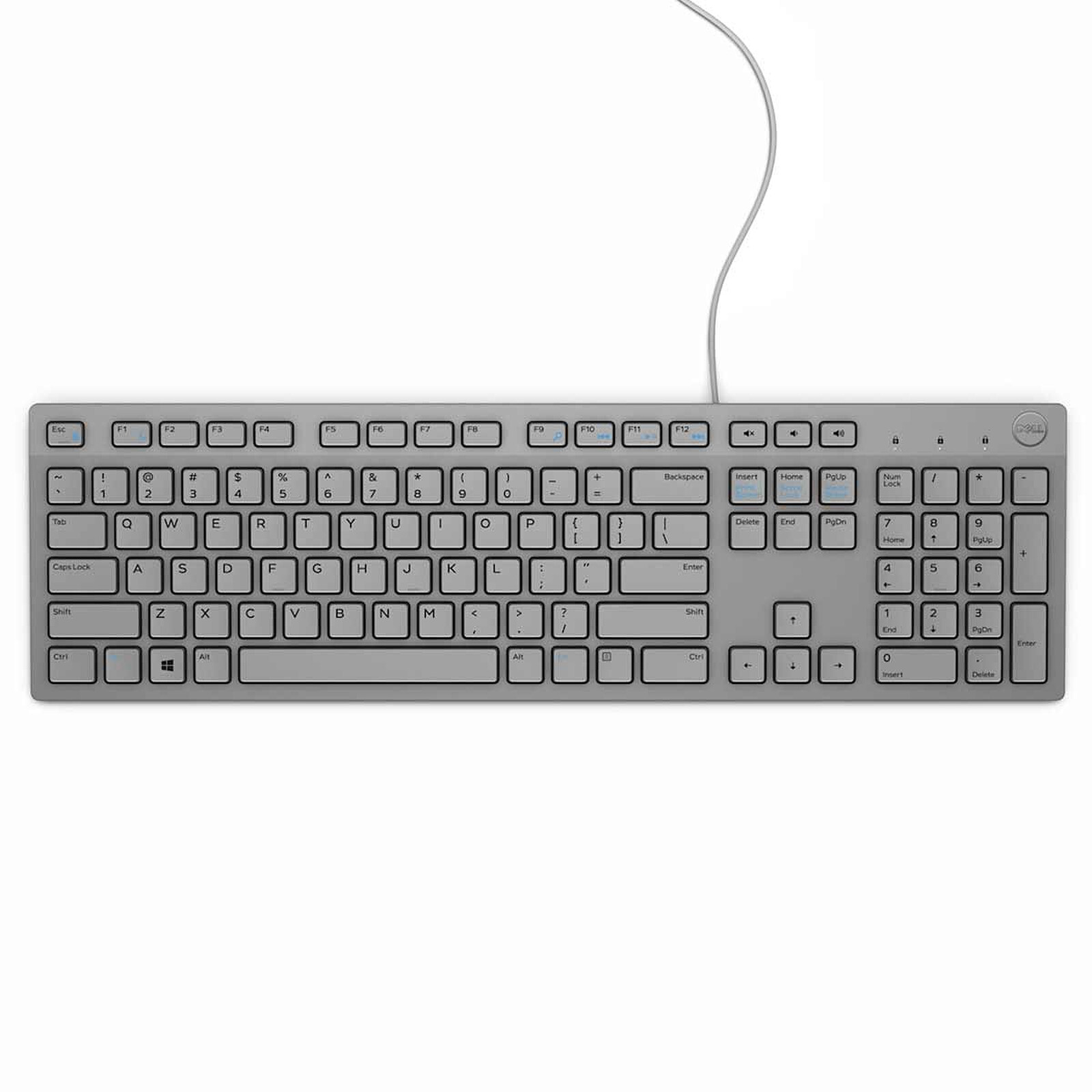 Dell KB216 grey wired keyboard with full-size layout and numeric keypad
