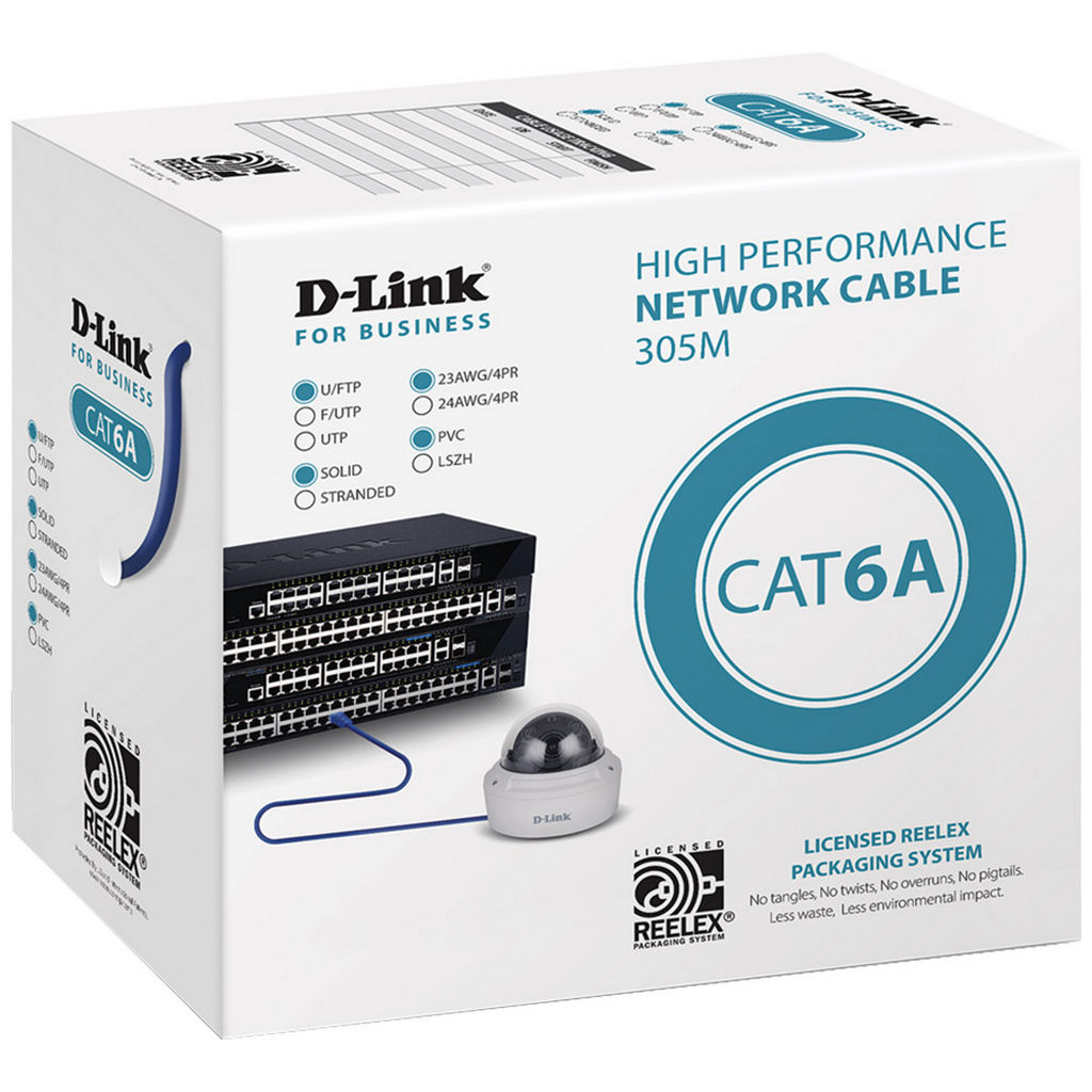 D-Link Cat6A 305 metre bulk network cable box