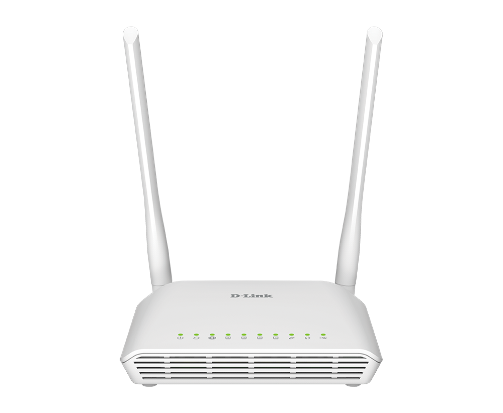 D-Link DSL-2750U Wireless N300 ADSL2+ modem router front view