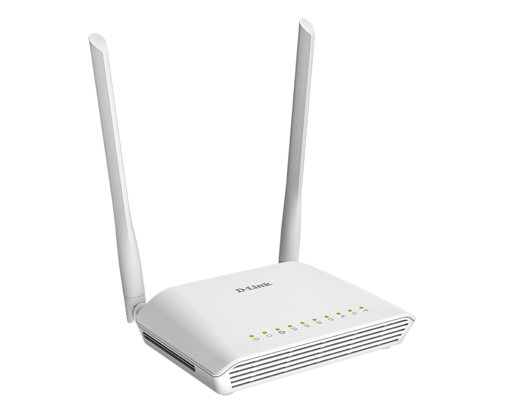 D-Link DSL-2750U modem router side profile
